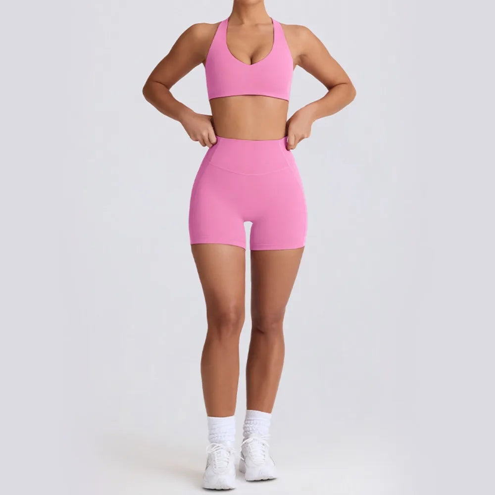 Women's Seamless Yoga Outfit Set Sports Bra Camisole Pants for Outdoor Fitness Gym Workout High Waist Tummy Control Active Women