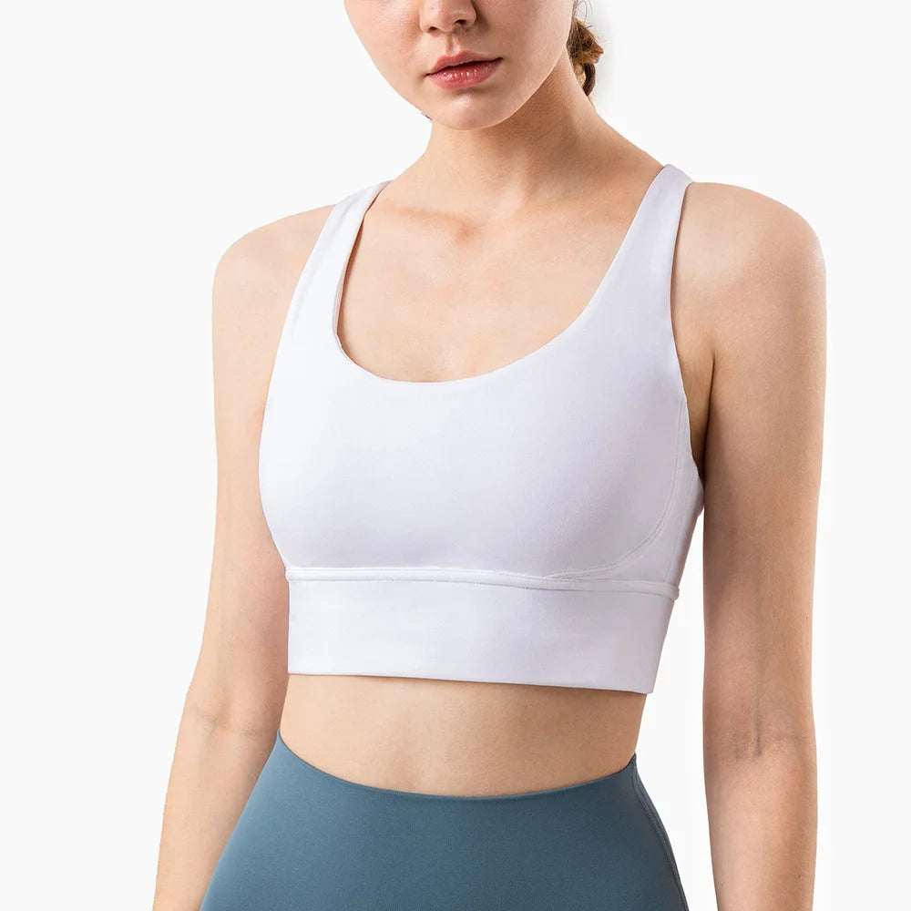 2025 NULS Women's Nude-Feel Crossback Sports Bra – Shock-Absorbing Yoga Vest – Fitness Top for Yoga & Active Workouts