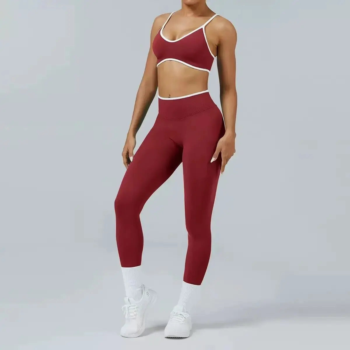 Conjunto de yoga sin costuras para mujer, sujetador acolchado, camisola, leggings de tiro alto para levantar la cadera, conjunto deportivo de 2 piezas para entrenamiento.
