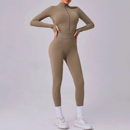 Women's Yoga Jumpsuit – Two-Side Mesh Design, Tight Elastic Waistband Thumb Hole Slim-Fit Activewear for Sports Fitness Workouts