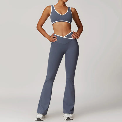 Conjunto de yoga para mujer de 2 piezas - Leggings de cintura alta y sujetador deportivo, conjuntos de entrenamiento para fitness, chándal de gimnasio, ropa deportiva atlética