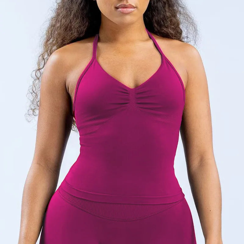 Camiseta sin mangas deportiva para mujer sin costuras con almohadillas extraíbles, chaleco de alta elasticidad, mate y ajustado para correr, hacer ejercicio, yoga y uso activo