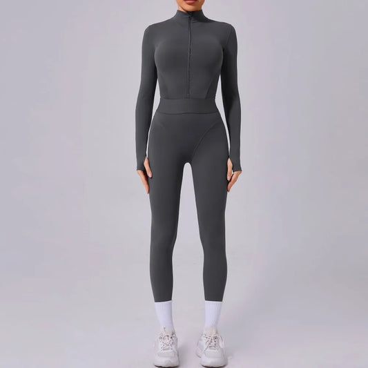 Women's Yoga Jumpsuit – Two-Side Mesh Design, Tight Elastic Waistband Thumb Hole Slim-Fit Activewear for Sports Fitness Workouts