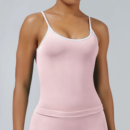 Women's Seamless Backless Color Block Slim Fit Yoga Tank Top, Workout Activewear for Gym Fitness Sports Daily Wear