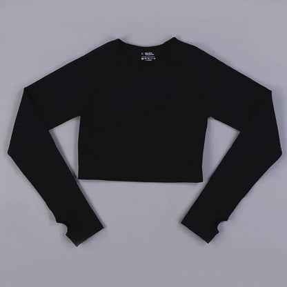 Seamless Knitting Yoga Shirt for Women Fitness Gym Shirt Breathable with Thumb Hole Workout Exercise Long Sleeved Woman Outfit