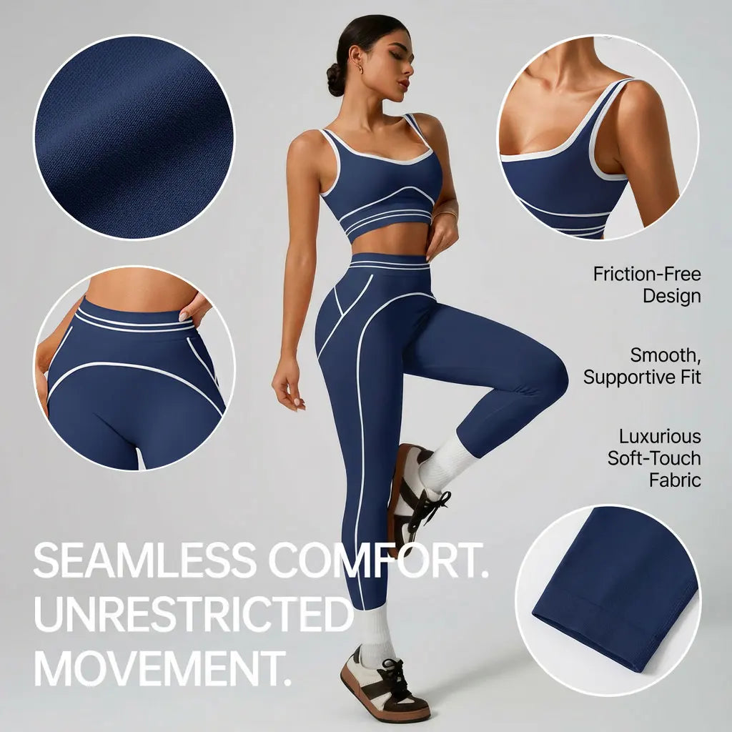 Conjunto de yoga sin costuras para mujer - Sujetador deportivo y leggings de cintura alta, ropa deportiva para gimnasio, entrenamiento, fitness, ejercicio, elástico, conjunto atlético