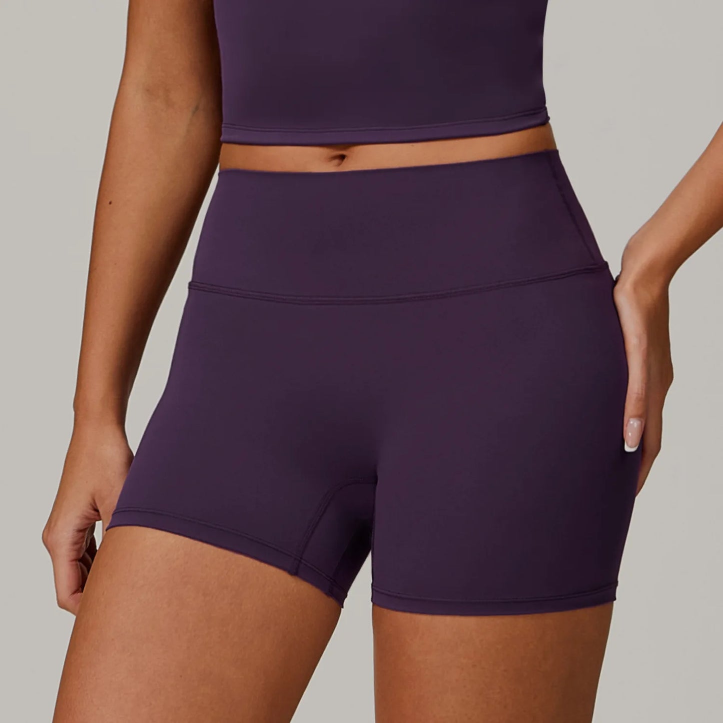 Pantalones cortos de yoga ajustados de cintura alta forrados de polar para mujer – Pantalones cortos deportivos de fitness para correr con control de abdomen y levantamiento de glúteos para mujer