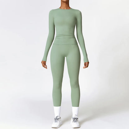Women's Tight Yoga Tracksuit Workout Activewear 2 Piece Set for Winter Outdoor Running Athletic Sports Suit for Women