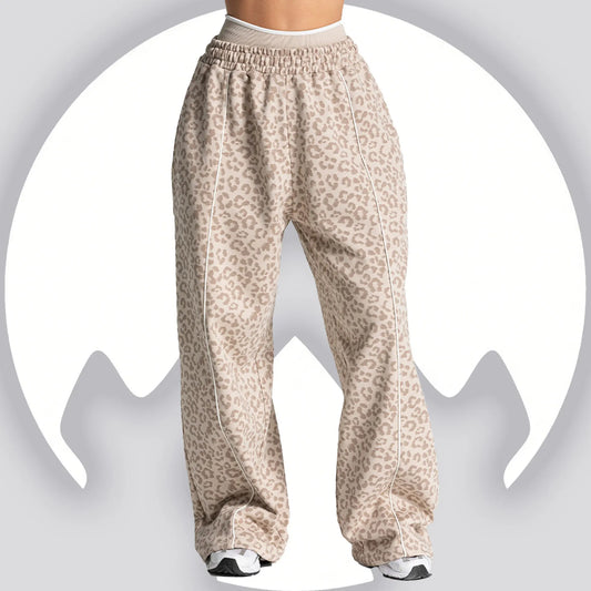 Women's Loose Leopard Print Athletic Pants, Wide Leg Trousers, Outdoor Running Jogging Yoga Sweatpants Sports Fitness Activities