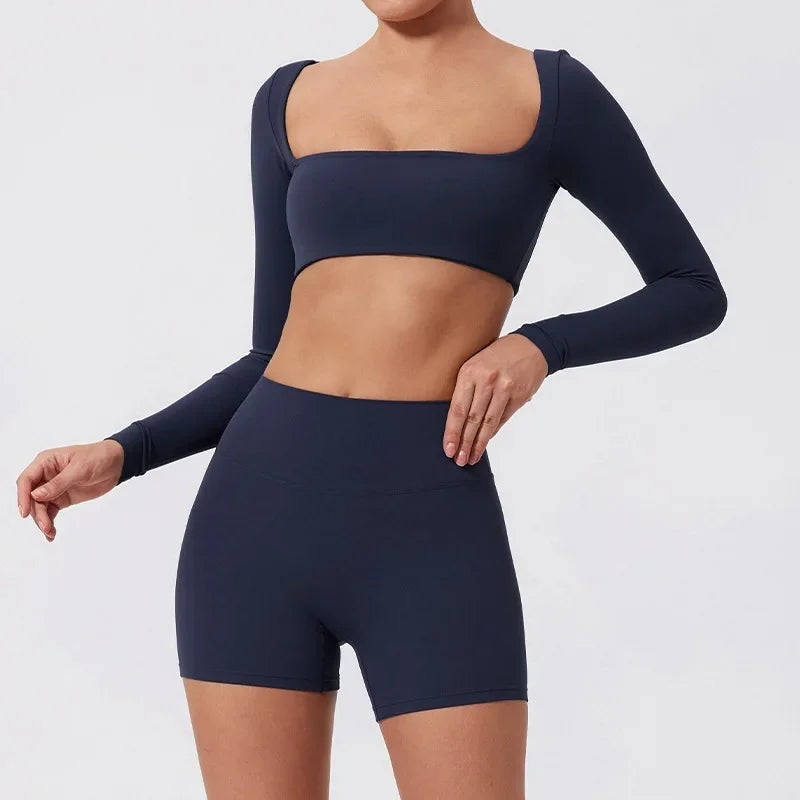 Conjunto de 2 piezas de yoga y running cepillado para mujer, sujetador deportivo y leggings para gimnasio, fitness al aire libre, traje de entrenamiento elástico y transpirable