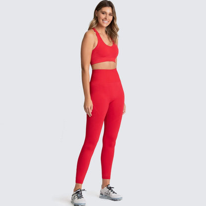 Conjunto de yoga sin costuras para mujer, top corto de fitness y leggings de talle alto con control de abdomen y sujetador incorporado para Pilates, gimnasio y running