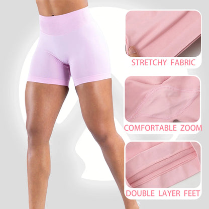 Pantalones cortos de yoga sin costuras de cintura alta para mujer, levantamiento de cadera, transpirables, elásticos, deportivos para correr al aire libre, fitness, entrenamiento diario