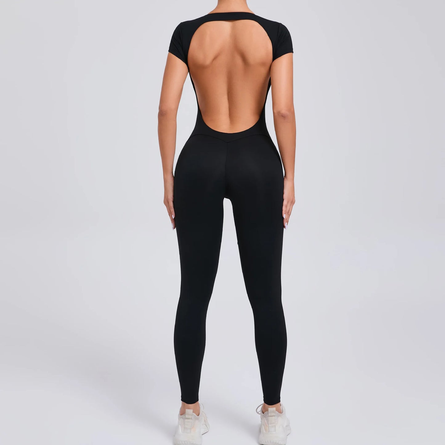 Body de yoga sexy sin espalda para mujer - Mono de yoga de una pieza para entrenamiento, mono deportivo acampanado, ropa de yoga para gimnasio y fitness