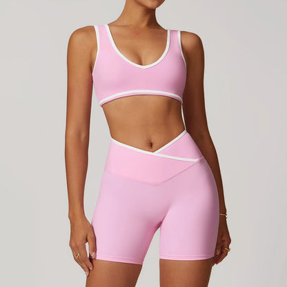 Conjunto de yoga para mujer de 2 piezas - Leggings de cintura alta y sujetador deportivo, conjuntos de entrenamiento para fitness, chándal de gimnasio, ropa deportiva atlética