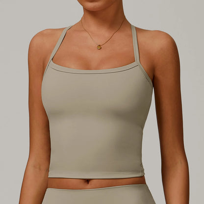Camiseta de tirantes de yoga con espalda abierta y forro polar para mujer, sujetador deportivo para correr, chaleco de fitness para mujer, ropa deportiva