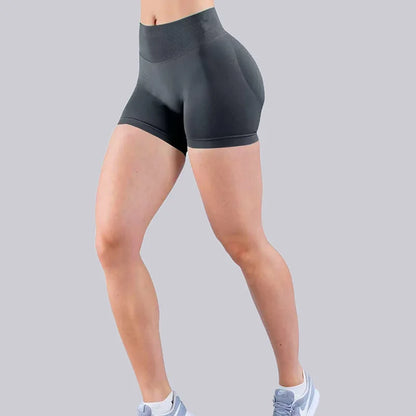 Pantalones cortos de yoga sin costuras de cintura alta para mujer, levantamiento de cadera, transpirables, elásticos, deportivos para correr al aire libre, fitness, entrenamiento diario