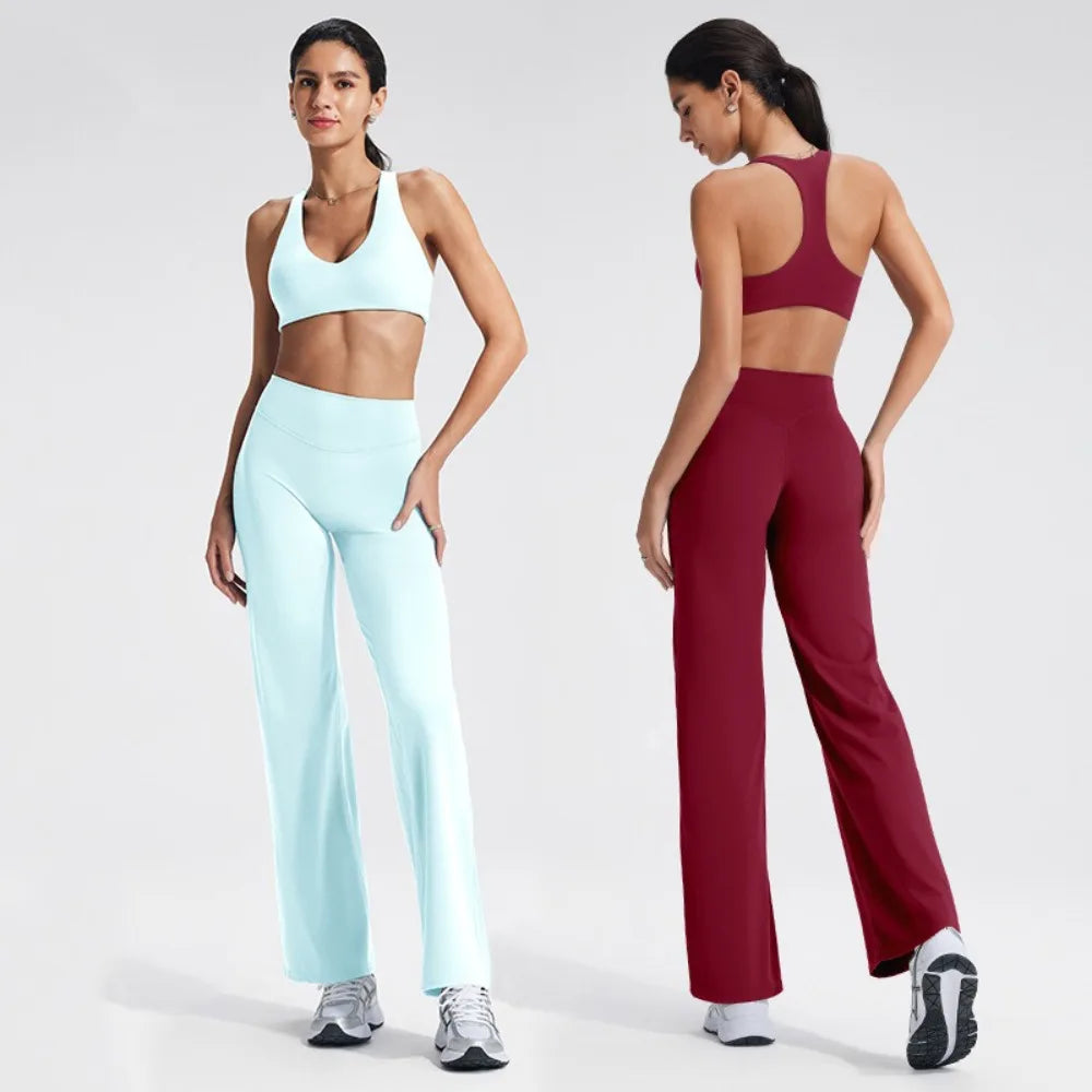 Conjunto de ropa de yoga para mujer - Ropa deportiva para gimnasio, correr, descansar y entrenar, traje elástico de fitness, conjunto atlético de dos piezas