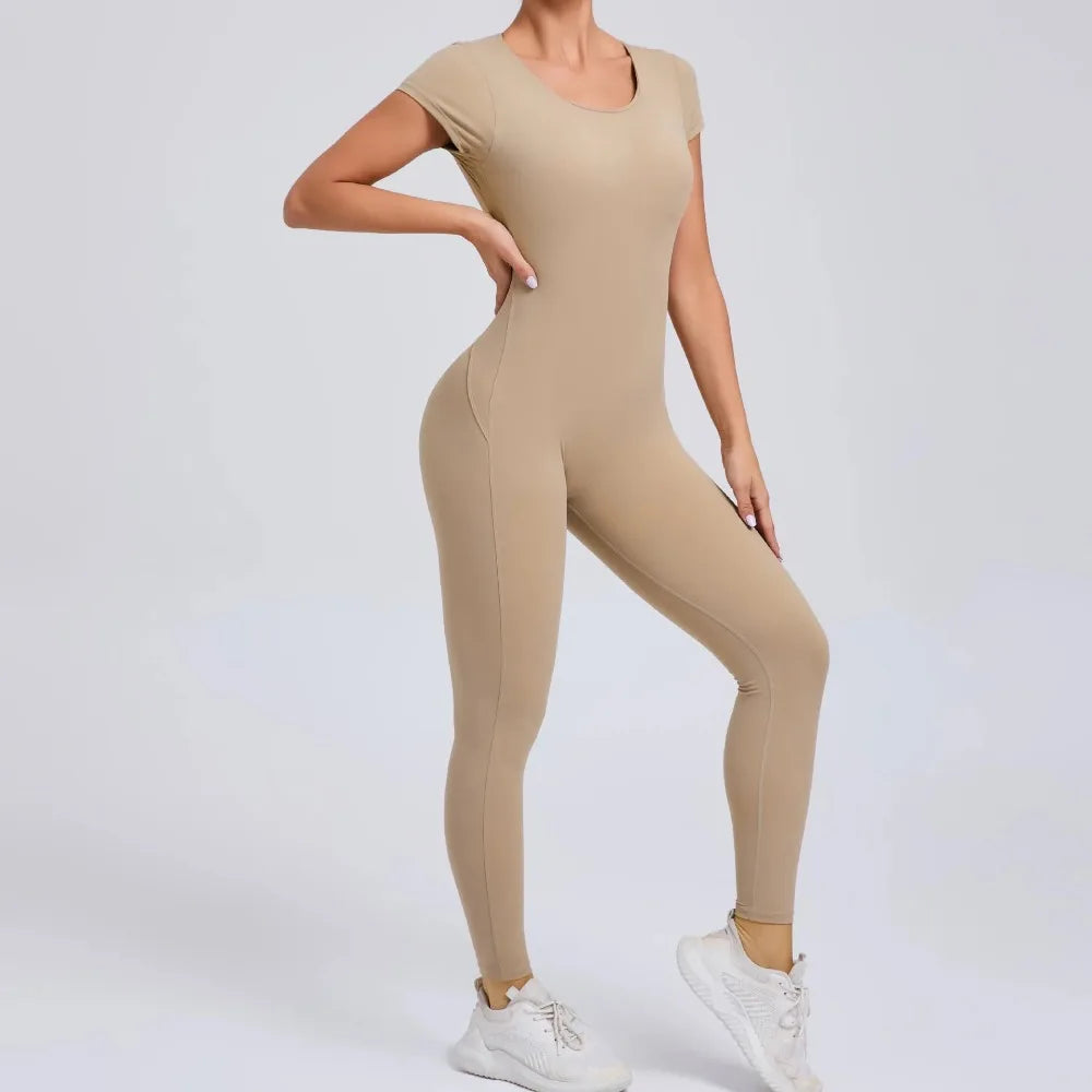Body de yoga sexy sin espalda para mujer - Mono de yoga de una pieza para entrenamiento, mono deportivo acampanado, ropa de yoga para gimnasio y fitness