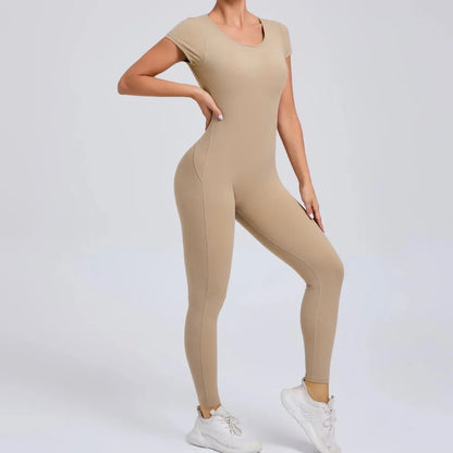 Body de yoga sexy sin espalda para mujer - Mono de yoga de una pieza para entrenamiento, mono deportivo acampanado, ropa de yoga para gimnasio y fitness