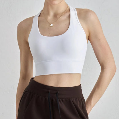 Sujetador deportivo racerback para mujer con almohadillas para el pecho – Top de yoga acolchado, sujetador de fitness – Ropa deportiva para yoga y entrenamiento
