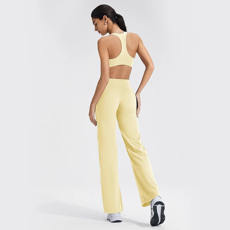Conjunto de ropa de yoga para mujer - Ropa deportiva para gimnasio, correr, descansar y entrenar, traje elástico de fitness, conjunto atlético de dos piezas