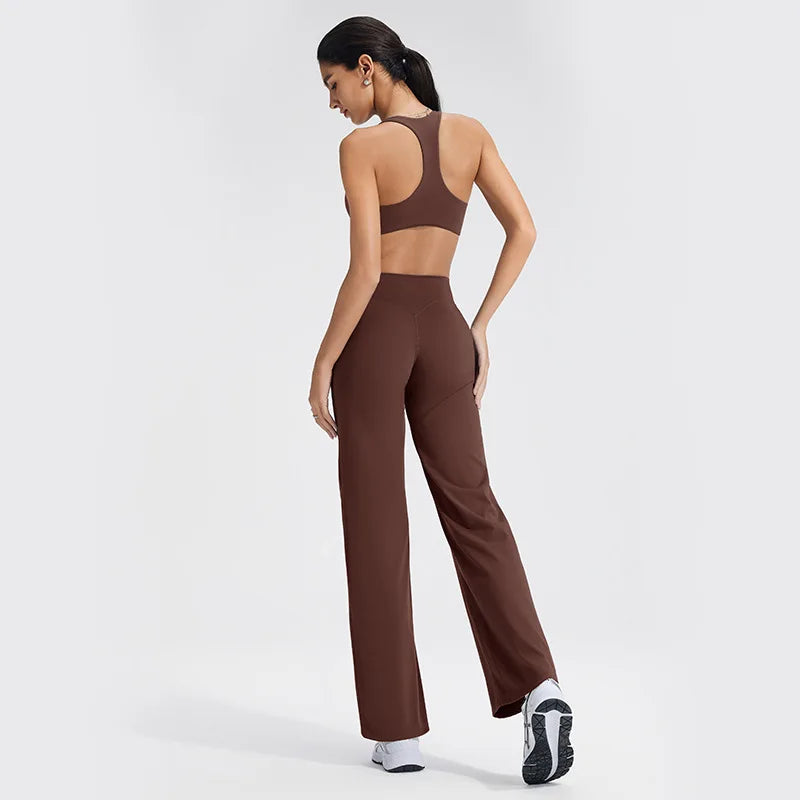 Conjunto de ropa de yoga para mujer - Ropa deportiva para gimnasio, correr, descansar y entrenar, traje elástico de fitness, conjunto atlético de dos piezas