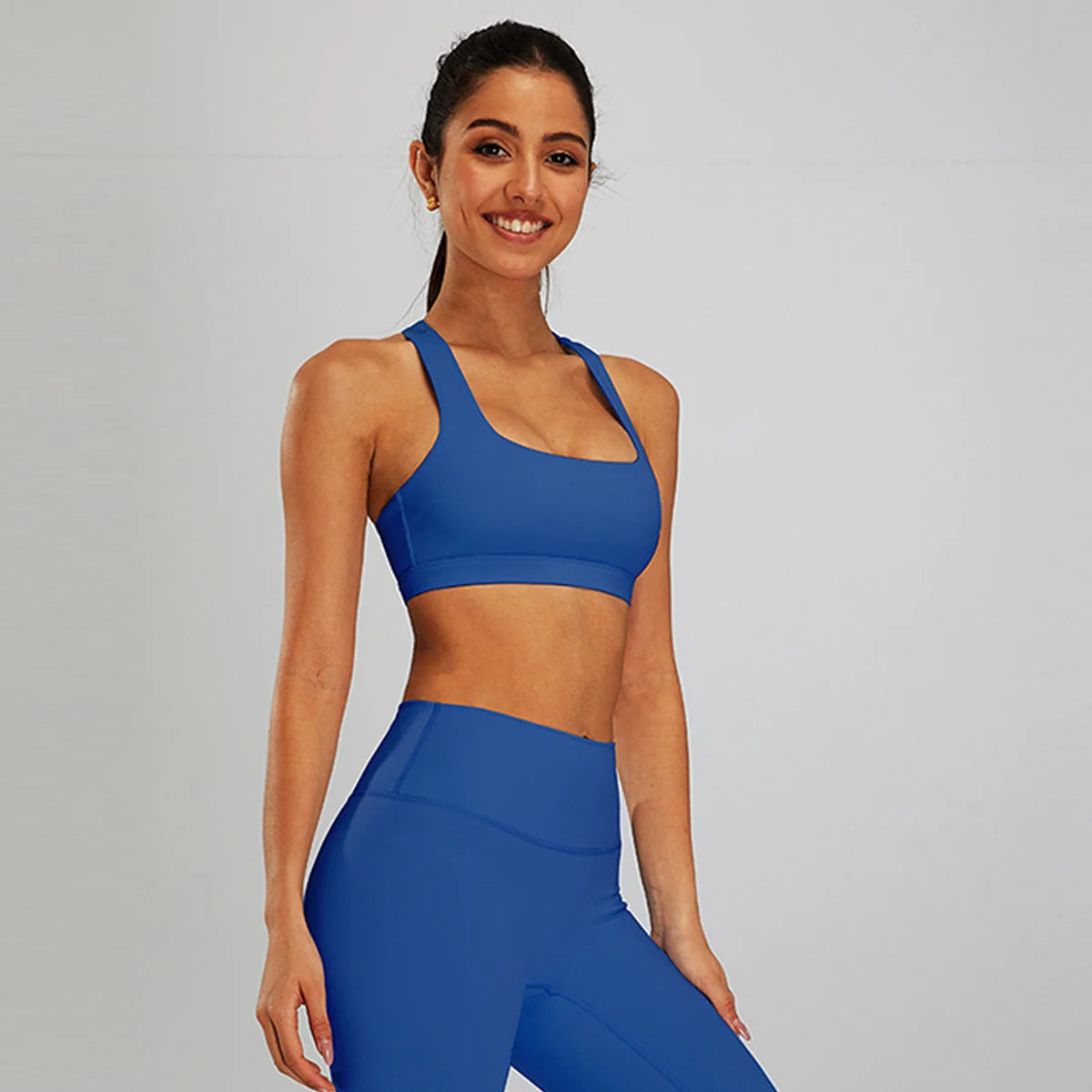 Conjunto de sujetador deportivo y leggings de yoga de cintura alta para exteriores - Pantalones cortos de gimnasio de control de abdomen para mujer, ropa de entrenamiento, fitness, correr