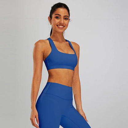 Conjunto de sujetador deportivo y leggings de yoga de cintura alta para exteriores - Pantalones cortos de gimnasio de control de abdomen para mujer, ropa de entrenamiento, fitness, correr