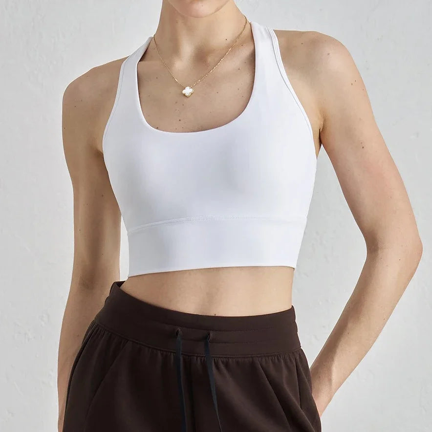 Sujetador deportivo racerback para mujer con almohadillas para el pecho – Top de yoga acolchado, sujetador de fitness – Ropa deportiva para yoga y entrenamiento