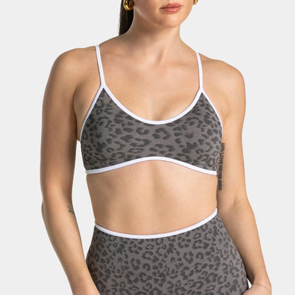 Women's Leopard Print High-Impact Sports Bra Top for Outdoor Running Gym Workout Fitness Active Wear Shock Absorption