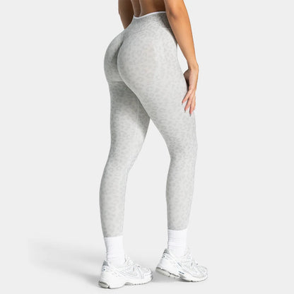 Leggings de yoga sin costuras con estampado de leopardo, control de abdomen de cintura alta, levantamiento de glúteos para actividades de fitness al aire libre, ejercicio y entrenamiento