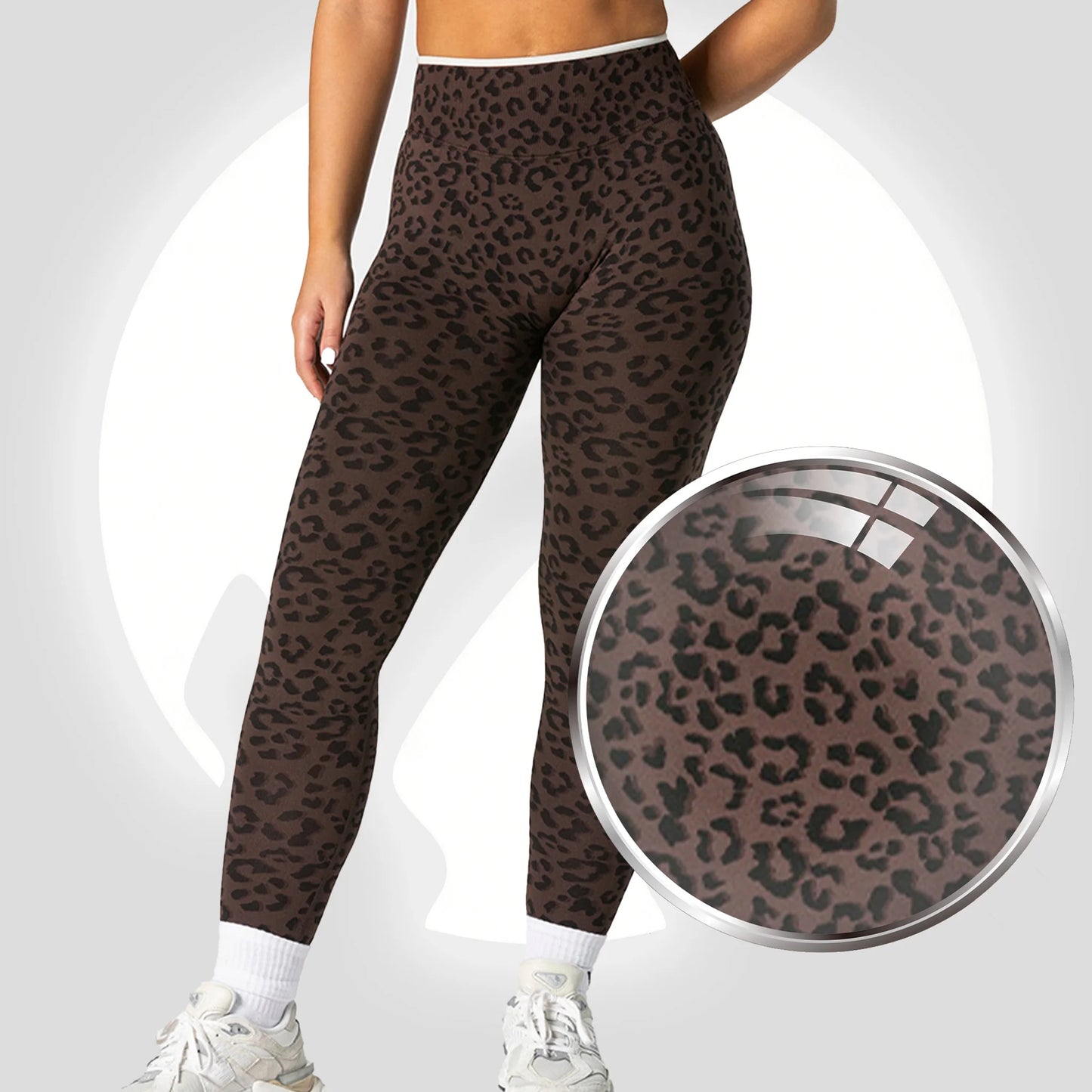 Leggings de yoga sin costuras con estampado de leopardo, control de abdomen de cintura alta, levantamiento de glúteos para actividades de fitness al aire libre, ejercicio y entrenamiento