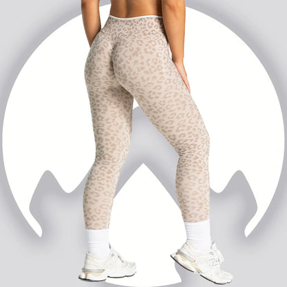 Leggings de yoga sin costuras con estampado de leopardo, control de abdomen de cintura alta, levantamiento de glúteos para actividades de fitness al aire libre, ejercicio y entrenamiento