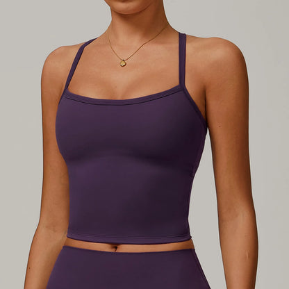 Camiseta de tirantes de yoga con espalda abierta y forro polar para mujer, sujetador deportivo para correr, chaleco de fitness para mujer, ropa deportiva