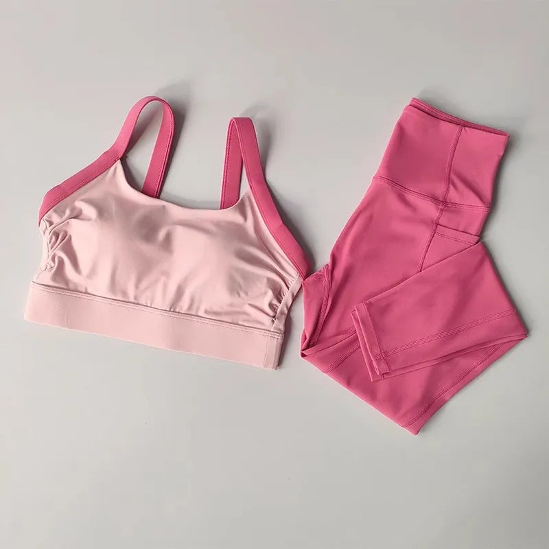 Women's Yoga Suit 2pcs Gym Workout Set Sport Clothing for Women Activewear, Training Exercise Outfit Two-Piece Tracksuit Fitness