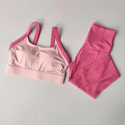 Women's Yoga Suit 2pcs Gym Workout Set Sport Clothing for Women Activewear, Training Exercise Outfit Two-Piece Tracksuit Fitness