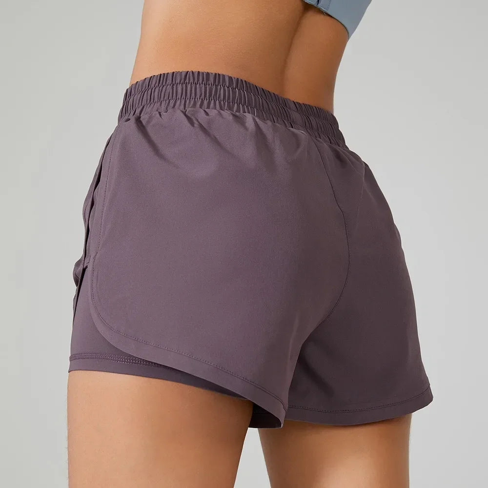 Pantalones cortos de leggings para correr de mujer, pantalones cortos de yoga y jogging elásticos 2 en 1 para mujer, perfectos para entrenamientos de verano y para correr