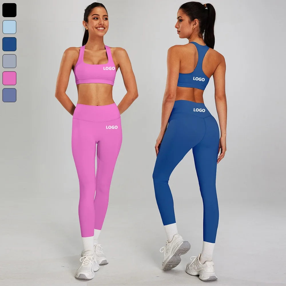 Conjunto de sujetador deportivo y leggings de yoga de cintura alta para exteriores - Pantalones cortos de gimnasio de control de abdomen para mujer, ropa de entrenamiento, fitness, correr