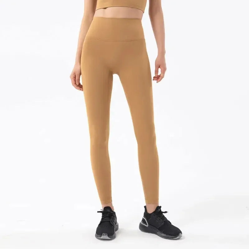 Pantalones de yoga de licra, leggings de gimnasio para mujer, mallas suaves de fitness, cintura alta elástica, transpirables, sin línea en T, pantalones deportivos