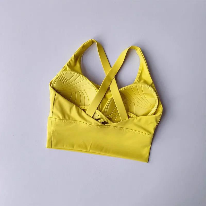 Women's High-Strength Sports Bra Mid-Length Vest – Fixed Chest Pad Beautiful Back Activewear for Fitness Yoga & Running Workouts