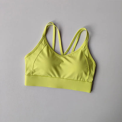 Women's High Support Sports Bra Integrated Fixed Shockproof Fitness Bra Running Yoga Workout Slim Back Yoga Tank Top Activewear