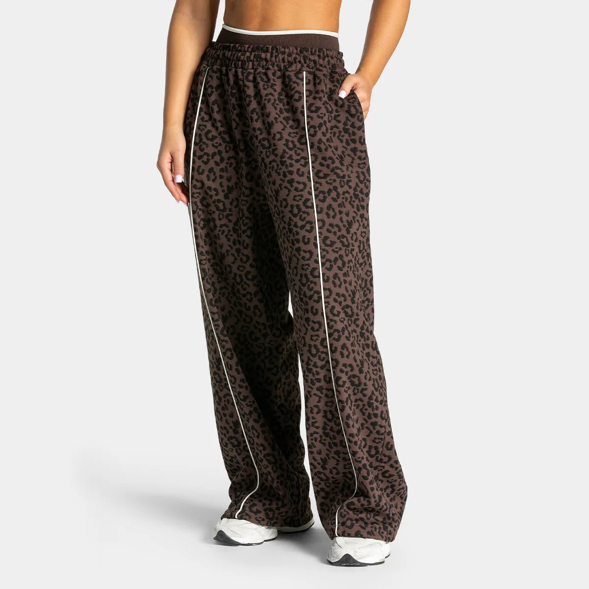 Women's Loose Leopard Print Athletic Pants, Wide Leg Trousers, Outdoor Running Jogging Yoga Sweatpants Sports Fitness Activities