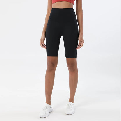 Pantalones Cortos de Yoga de Cintura Alta para Mujer hasta la Rodilla Leggings Amarillos Pantalón de Gimnasio con Efecto Push-Up Sensación Nude Ropa Deportiva para Ejercicio y Entrenamiento