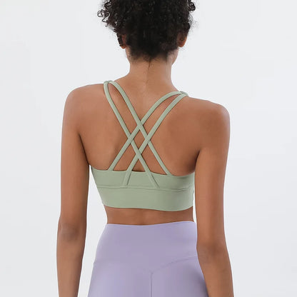 2025 NULS Women's Nude-Feel Crossback Sports Bra – Shock-Absorbing Yoga Vest – Fitness Top for Yoga & Active Workouts