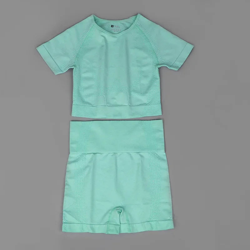 Chándal de mujer, conjunto de dos piezas, conjuntos deportivos para mujer, shorts y top para fitness, gimnasio, monos, conjunto de ropa de yoga sin costuras