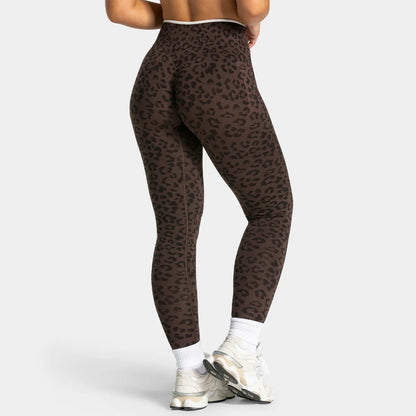 Leggings de yoga sin costuras con estampado de leopardo, control de abdomen de cintura alta, levantamiento de glúteos para actividades de fitness al aire libre, ejercicio y entrenamiento