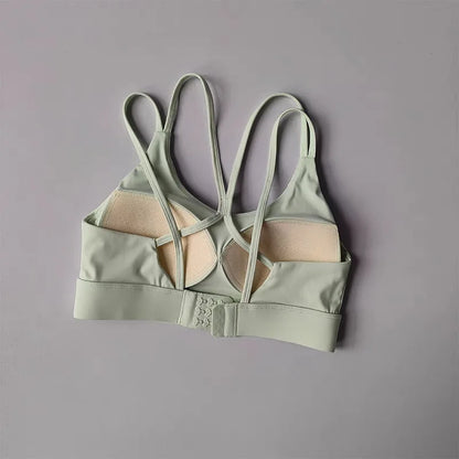 Women's High Support Sports Bra Integrated Fixed Shockproof Fitness Bra Running Yoga Workout Slim Back Yoga Tank Top Activewear