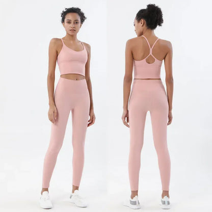 Conjuntos de dos piezas de sostén deportivo y leggings, atuendos de mujer, conjuntos de fitness para gimnasio con sensación de piel, ropa de entrenamiento para mujer, conjunto deportivo para mujer