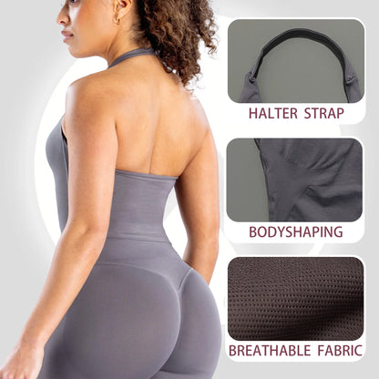 Chaleco deportivo tipo halter para mujer, sin costuras, transpirable, sin mangas, para correr al aire libre, fitness, yoga, entrenamiento, ropa deportiva