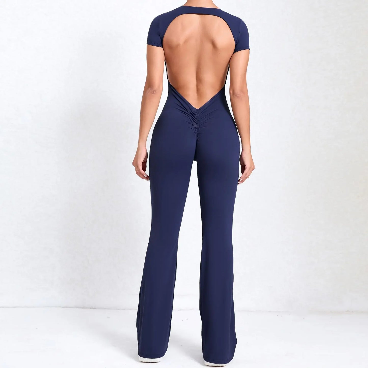 Mameluco de yoga de manga larga para mujer, elástico, pantalones acampanados, traje de gimnasio, conjunto de entrenamiento, ropa deportiva para mujer